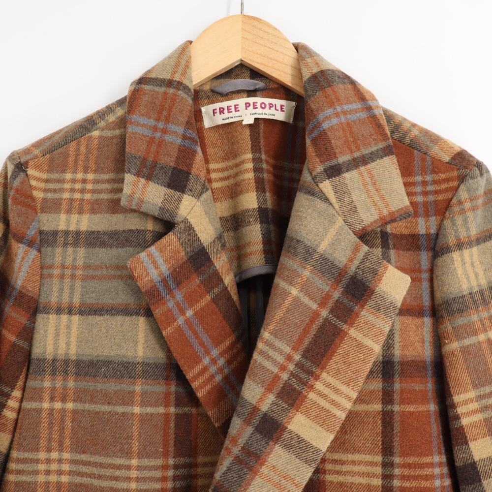 Free People Women’s Sz S Mari Plaid Boxy Blazer Long Sleeve Multicolor Autumn - Picture 4 of 8